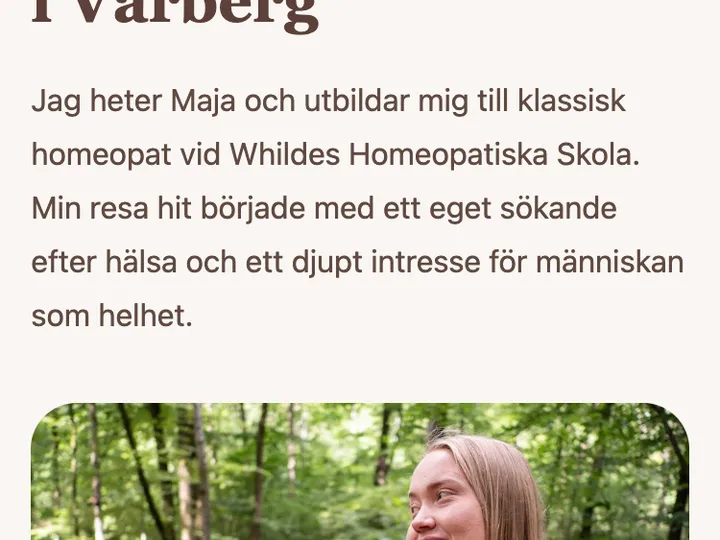 Skärmbild av Majas Homeopati
